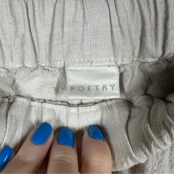 Poetry Cream High Rise Linen Pull On Tapered Pants - Picture 4 of 6